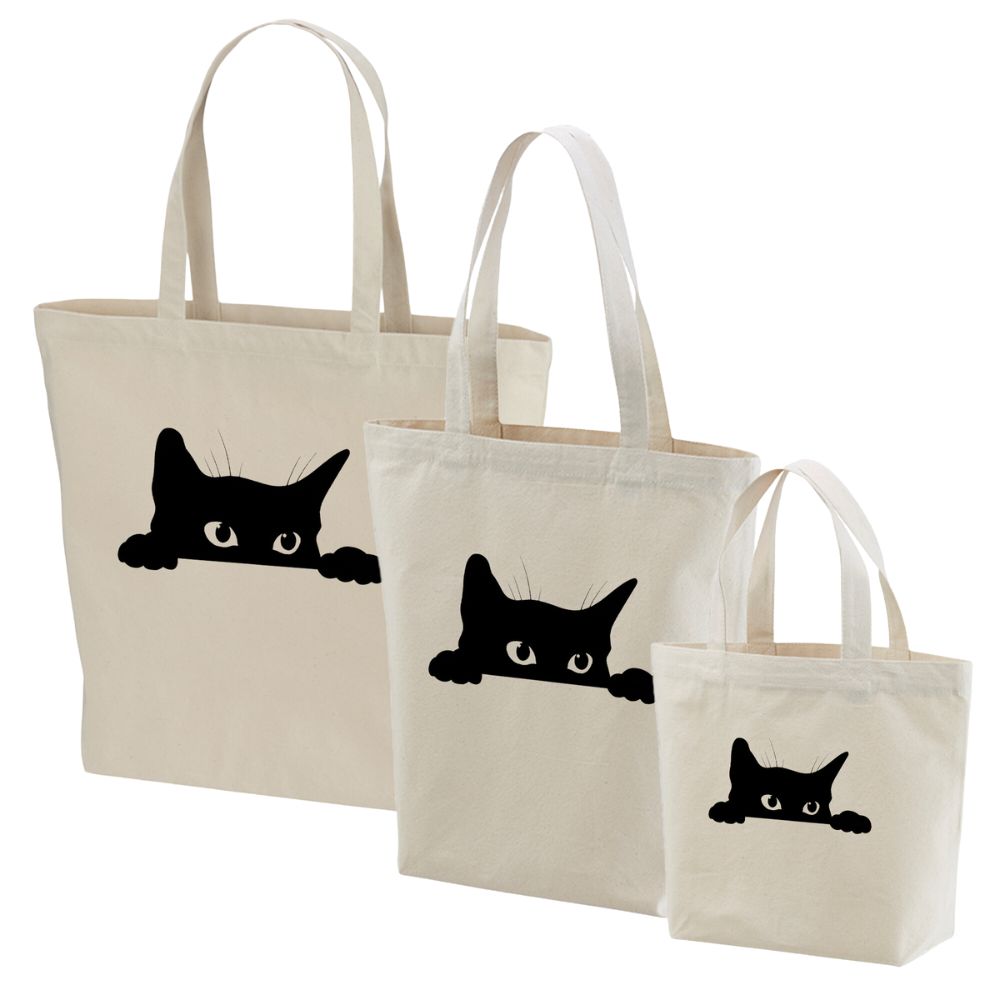 猫トート バッグ 猫 エコ バッグ 可愛い猫が頭を出した.